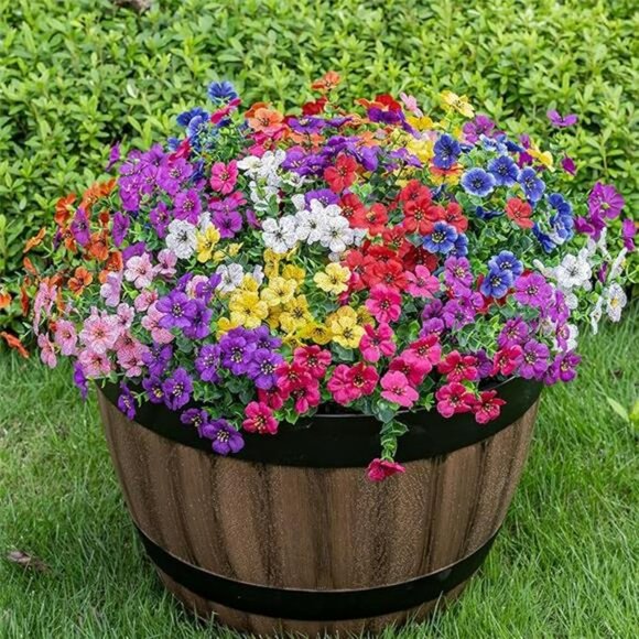 Lnoicy 20 Bundles Outdoor Fake Flowers UV Resistant Faux Plants Home Decor - Picture 7 of 7